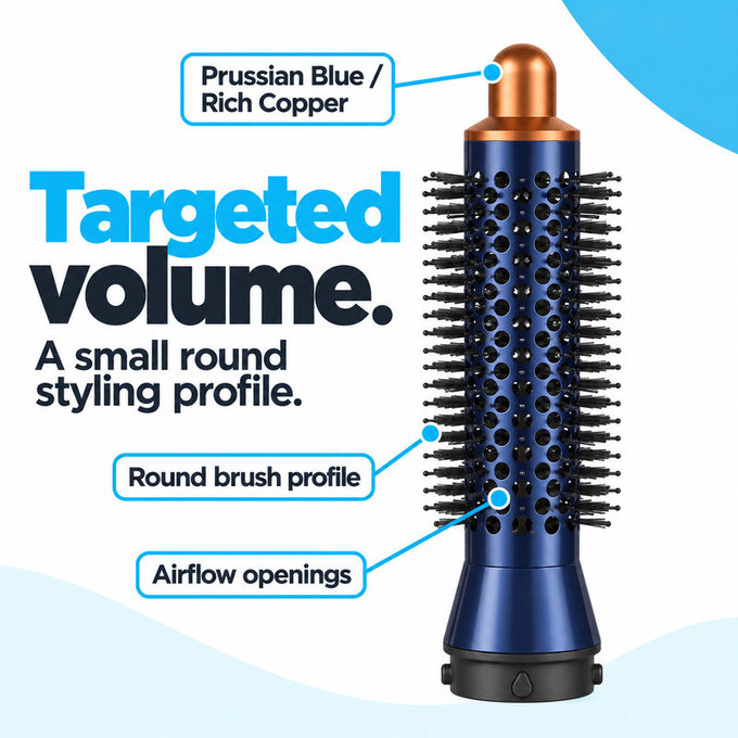 Малка кръгла четка за обем за Dyson Airwrap HS01, HS05, Prussian Blue / Rich Copper