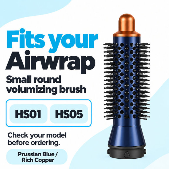 Малка кръгла четка за обем за Dyson Airwrap HS01, HS05, Prussian Blue / Rich Copper