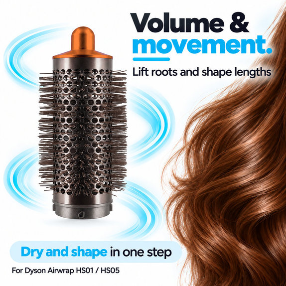 Средна кръгла четка за обем за Dyson Airwrap HS01, HS05, Nickel / Copper