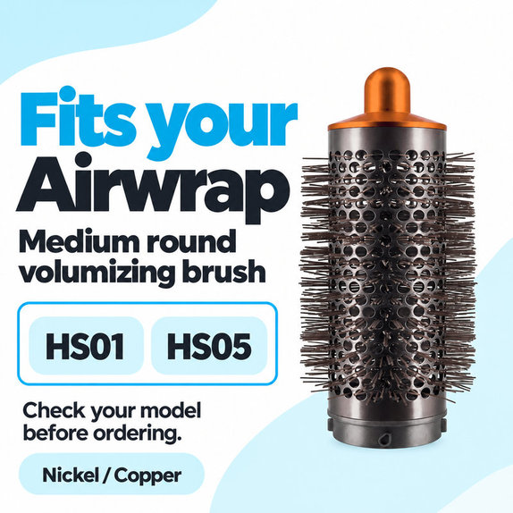 Средна кръгла четка за обем за Dyson Airwrap HS01, HS05, Nickel / Copper