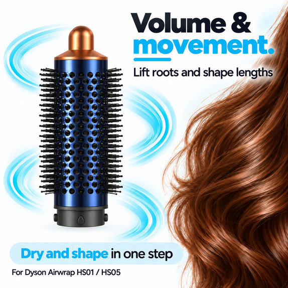 Средна кръгла четка за обем за Dyson Airwrap HS01, HS05, Prussian Blue / Rich Copper