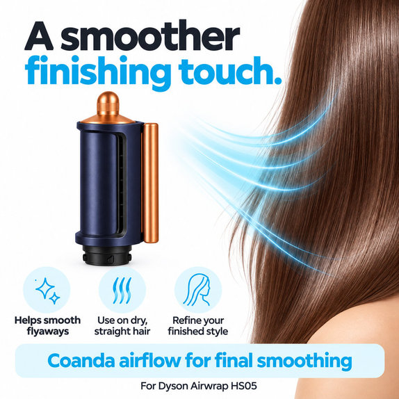 Накрайник Coanda за изглаждане и сушене за Dyson Airwrap HS05, Prussian Blue / Rich Copper
