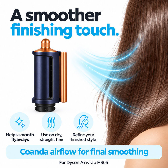Накрайник Coanda за изглаждане и сушене за Dyson Airwrap HS05, Prussian Blue / Rich Copper