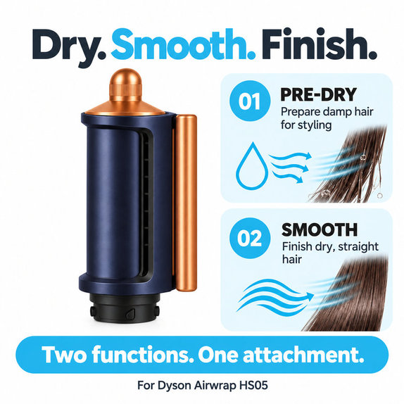 Накрайник Coanda за изглаждане и сушене за Dyson Airwrap HS05, Prussian Blue / Rich Copper
