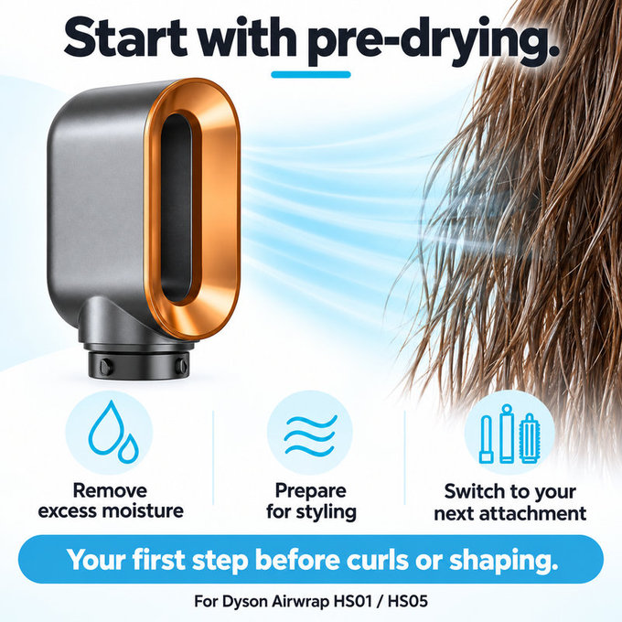Накрайник за бързо сушене за Dyson Airwrap HS01, HS05, Nickel / Copper