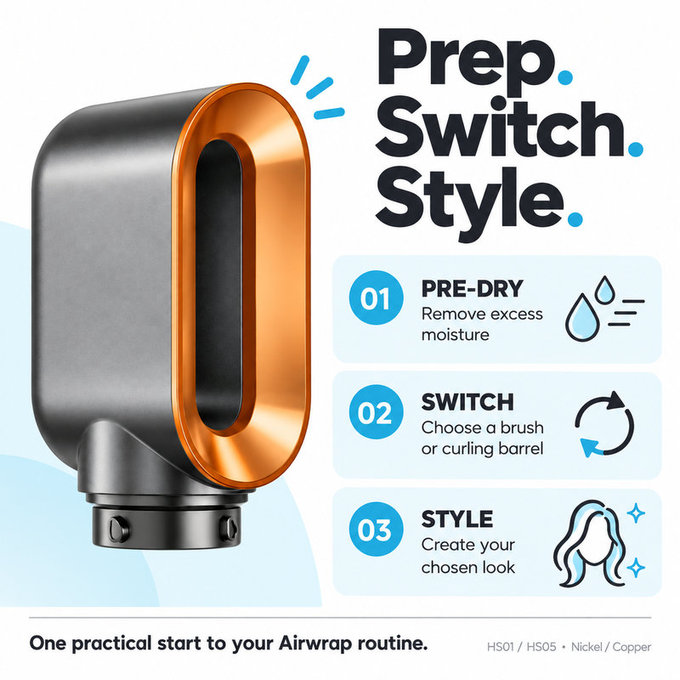 Накрайник за бързо сушене за Dyson Airwrap HS01, HS05, Nickel / Copper