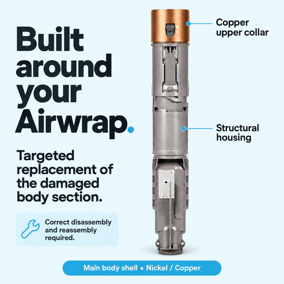 Корпус на основното тяло за Dyson Airwrap HS01, HS05, Nickel / Copper