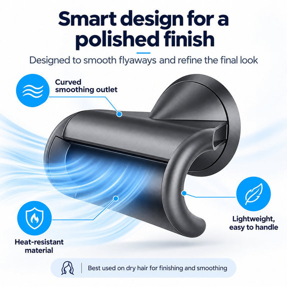 Изглаждащ накрайник Flyaway за Dyson Supersonic HD01, HD03, HD07, HD15, HD16, Black