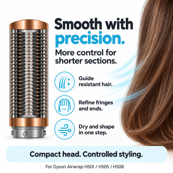 Малка твърда изглаждаща четка за Dyson Airwrap HS01, HS05, HS08, Nickel / Copper