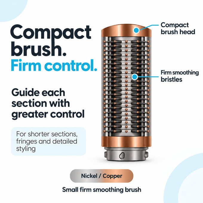 Малка твърда изглаждаща четка за Dyson Airwrap HS01, HS05, HS08, Nickel / Copper