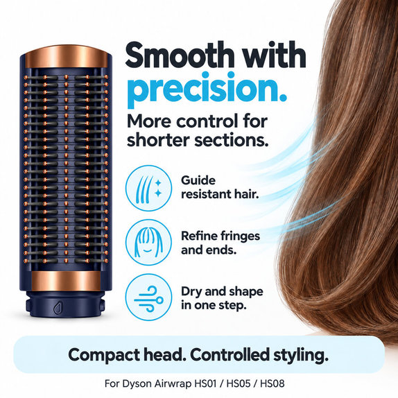 Малка твърда изглаждаща четка за Dyson Airwrap HS01, HS05, HS08, Prussian Blue / Rich Copper