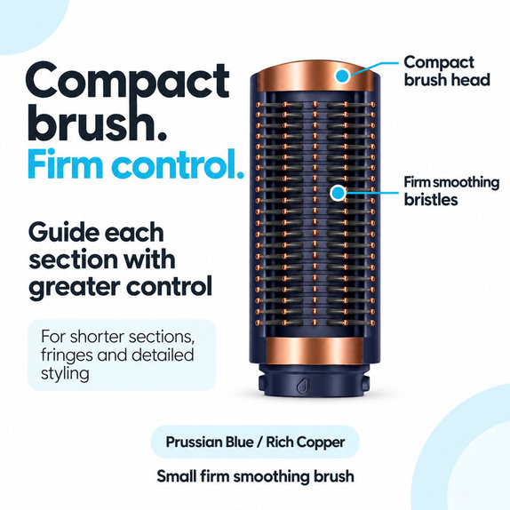 Малка твърда изглаждаща четка за Dyson Airwrap HS01, HS05, HS08, Prussian Blue / Rich Copper