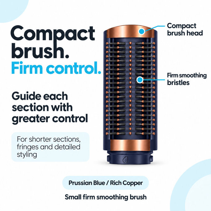 Малка твърда изглаждаща четка за Dyson Airwrap HS01, HS05, HS08, Prussian Blue / Rich Copper