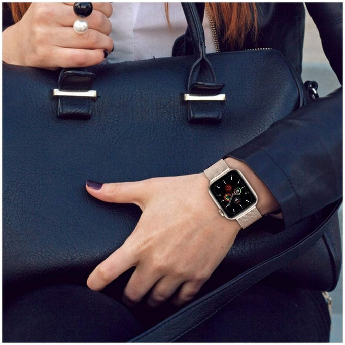 Каишка Milaneseband за Apple Watch 8 / 9 / 10 / 11 / SE (40 / 41 / 42 mm), Rose Gold, Tech-Protect