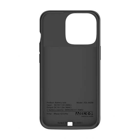 Външна батерия Powercase 4800mAh за iPhone 13 / 13 Pro, черна, Tech-Protect
