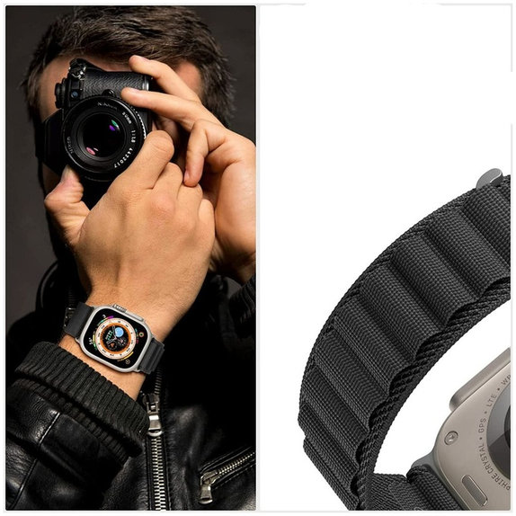 Каишка Nylon Pro за Apple Watch 8 / 9 / 10 / 11 / SE / Ultra (44 / 45 / 46 / 49 mm), Military Green, Tech-Protect