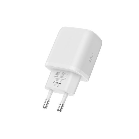 Мрежово зарядно C20W 2-PORT PD 20W / QC3.0 + Lightning Cable, бяла, Tech-Protect