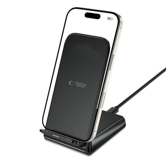 Безжично зарядно QI15W-S2 15W, черна, Tech-Protect