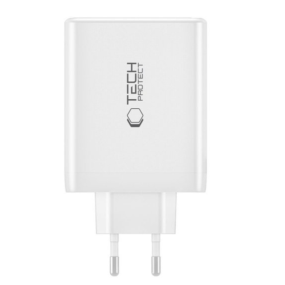 Мрежово зарядно NC100W-GAN 4-PORT PD 100W / QC3.0, бяла, Tech-Protect
