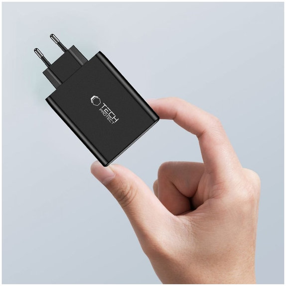 Мрежово зарядно NC100W-GAN 4-PORT PD 100W / QC3.0, бяла, Tech-Protect