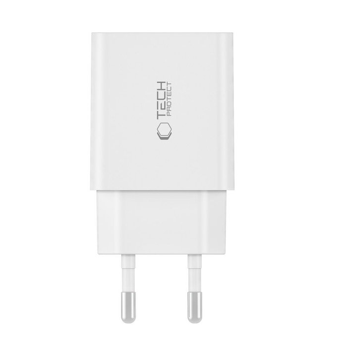 Мрежово зарядно C35W 2-PORT PD 35W, бяла, Tech-Protect