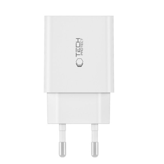 Мрежово зарядно C35W 2-PORT PD 35W + USB-C Cable, бяла, Tech-Protect