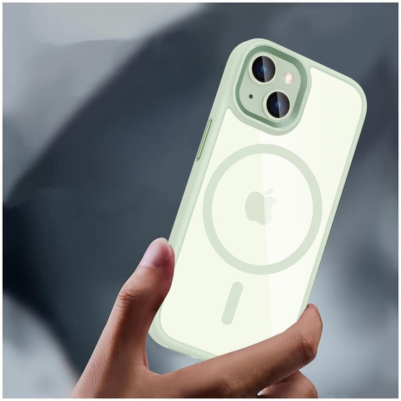 Калъф MagMat MagSafe за iPhone 15, зелена/прозрачна, Tech-Protect