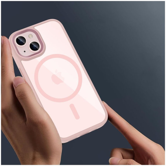 Калъф MagMat MagSafe за iPhone 15, розова/прозрачна, Tech-Protect