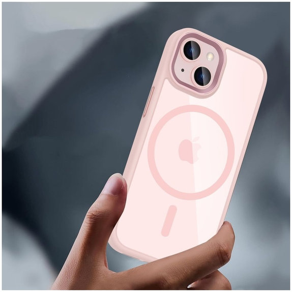 Калъф MagMat MagSafe за iPhone 15, розова/прозрачна, Tech-Protect