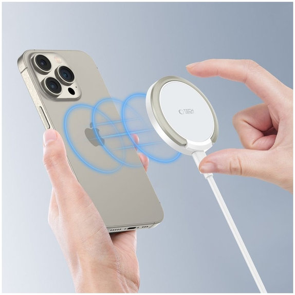 Безжично зарядно QI15W-A33 Magnetic MagSafe, бяла, Tech-Protect