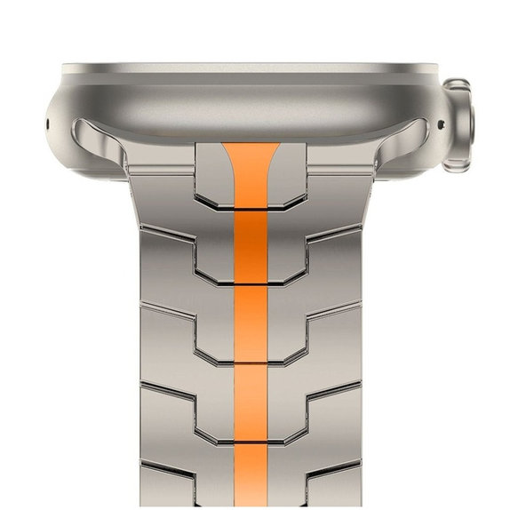Каишка Stainless Line за Apple Watch 8 / 9 / 10 / 11 / SE / Ultra (44 / 45 / 46 / 49 mm), Titanium/Orange, Tech-Protect