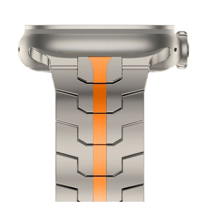 Каишка Stainless Line за Apple Watch 8 / 9 / 10 / 11 / SE / Ultra (44 / 45 / 46 / 49 mm), Titanium/Orange, Tech-Protect