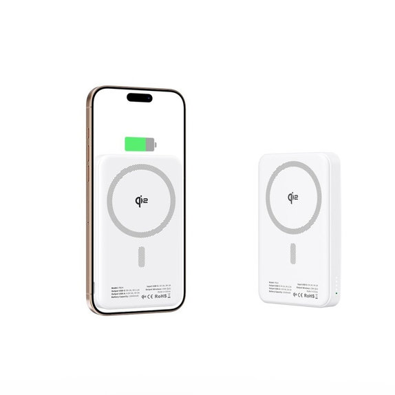 Външна батерия PB24 Lifemag Qi2 MagSafe 10000mAh, бяла, Tech-Protect