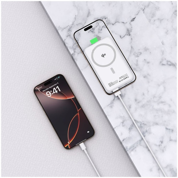 Външна батерия PB24 Lifemag Qi2 MagSafe 10000mAh, бяла, Tech-Protect