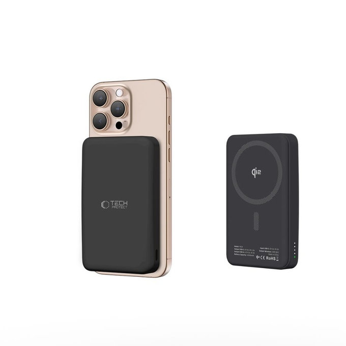 Външна батерия PB24 Lifemag Qi2 MagSafe 10000mAh, черна, Tech-Protect