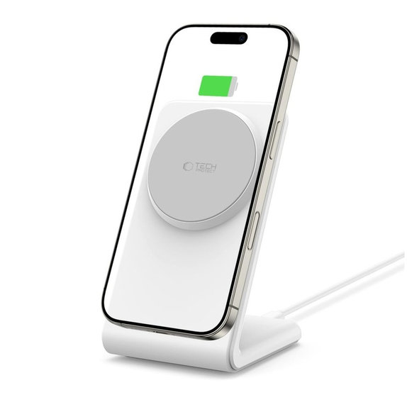 Безжично зарядно QI15W-A38 Magnetic MagSafe, бяла, Tech-Protect