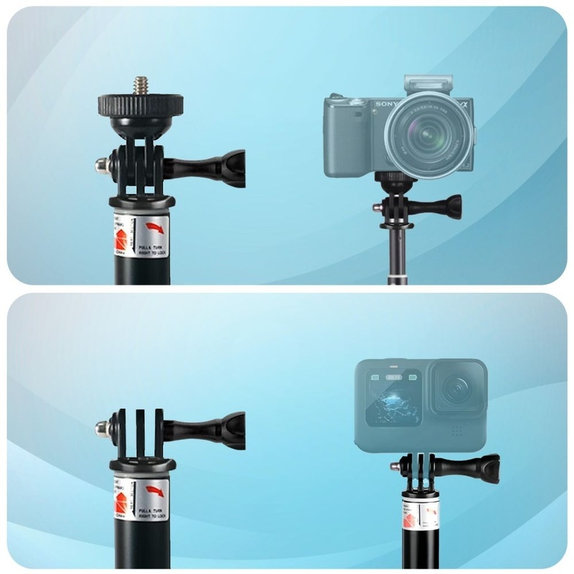 Селфи стик със статив GA100 за GoPro / DJI / INSTA360, черна, Tech-Protect