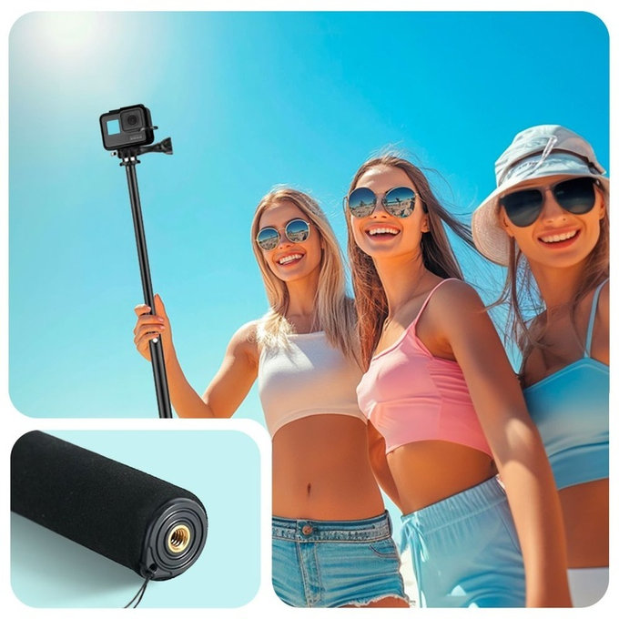 Селфи стик със статив GA100 за GoPro / DJI / INSTA360, черна, Tech-Protect