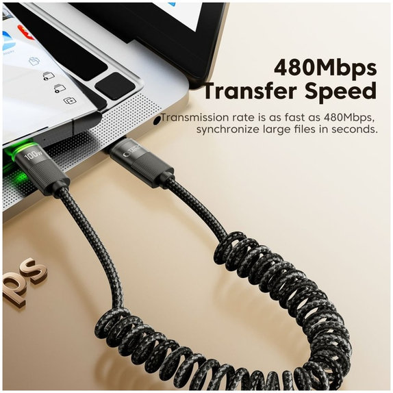 Кабел UB20T Ultraboost USB-C Cable PD 100W / 5A 180CM, черна, Tech-Protect