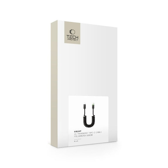 Кабел UB20T Ultraboost USB-C Cable PD 100W / 5A 180CM, черна, Tech-Protect