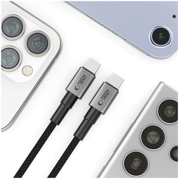 Кабел Ultraboost Dna USB-C Cable PD 100W / 5A 300cm, Iron Grey, Tech-Protect