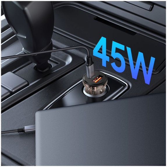 Автомобилно зарядно CC01 2-PORT PD 45W / QC3.0, черна, Tech-Protect