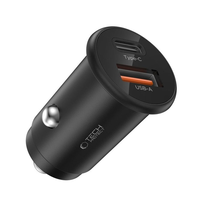 Автомобилно зарядно CC02 2-PORT PD 35W / QC3.0, черна, Tech-Protect