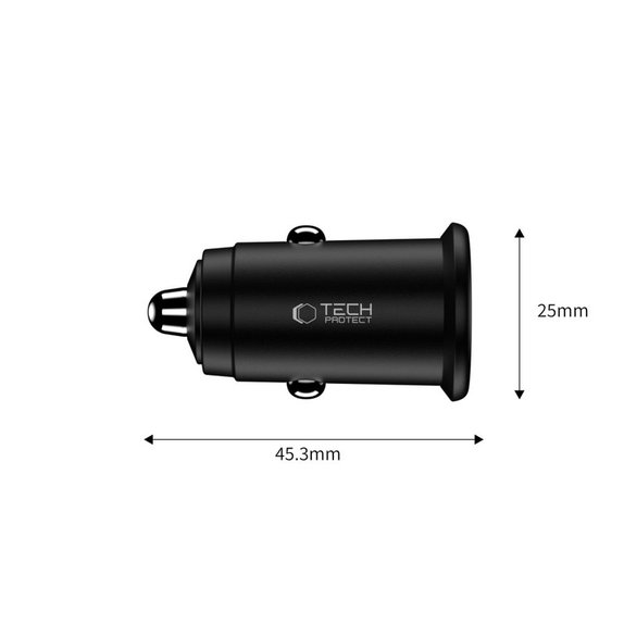 Автомобилно зарядно CC02 2-PORT PD 35W / QC3.0, черна, Tech-Protect