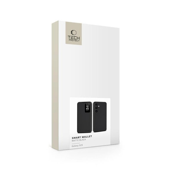 Калъф Smart Wallet за Samsung S25, Matte Black, Tech-Protect