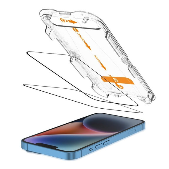 Закалено стъкло Quick Set+ 2-PACK за iPhone 13 / 13 Pro / 14 / 16E / 17E, черна, Tech-Protect