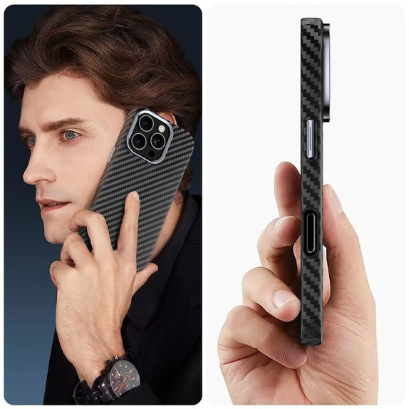 Калъф Ion Carbon MagSafe за Samsung S25 Ultra, черна/сребриста, Tech-Protect