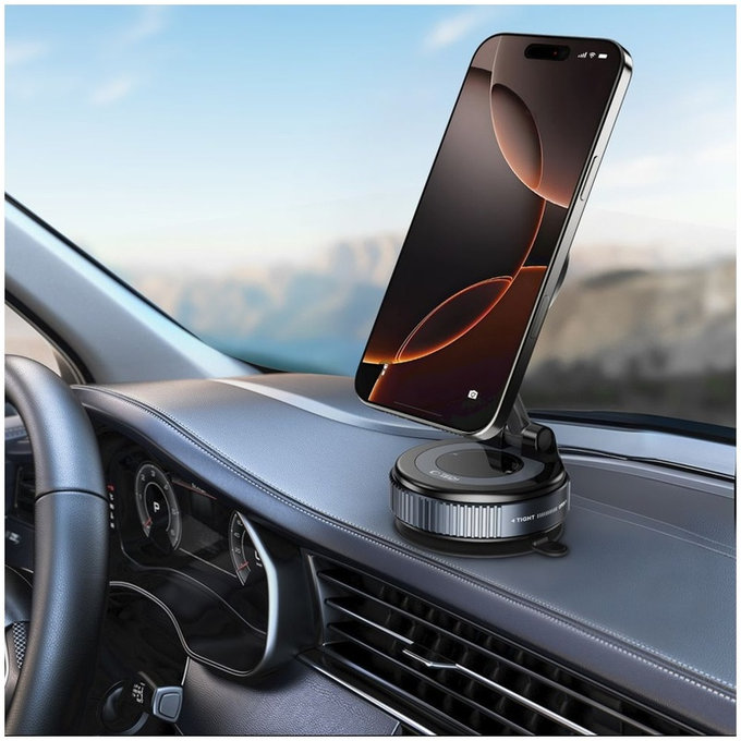 Стойка за автомобил N60 Magnetic MagSafe Windshield & Dashboard, черна, Tech-Protect