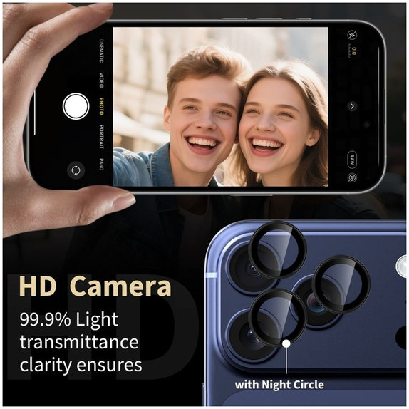 Протектор за камера Camring Fit+ за iPhone 14 Pro / Max / 15 Pro / Max / 16 Pro / Max / 17 Pro / Max, прозрачна, Tech-Protect
