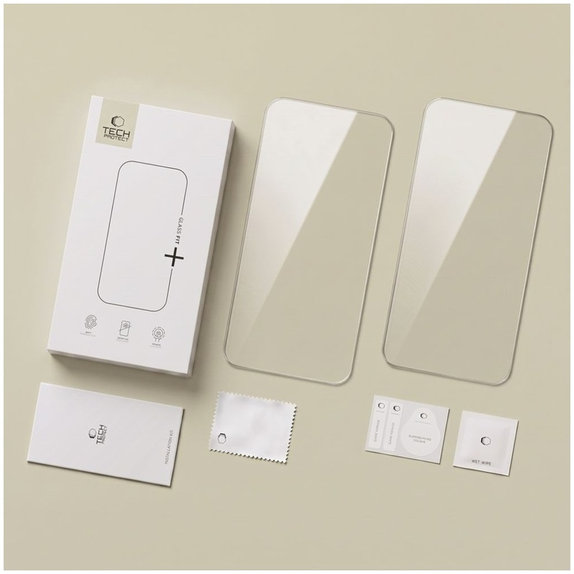 Закалено стъкло Glass Fit+ 2-PACK за iPhone 16 Pro / 17 / 17 Pro / 18 Pro, прозрачна, Tech-Protect